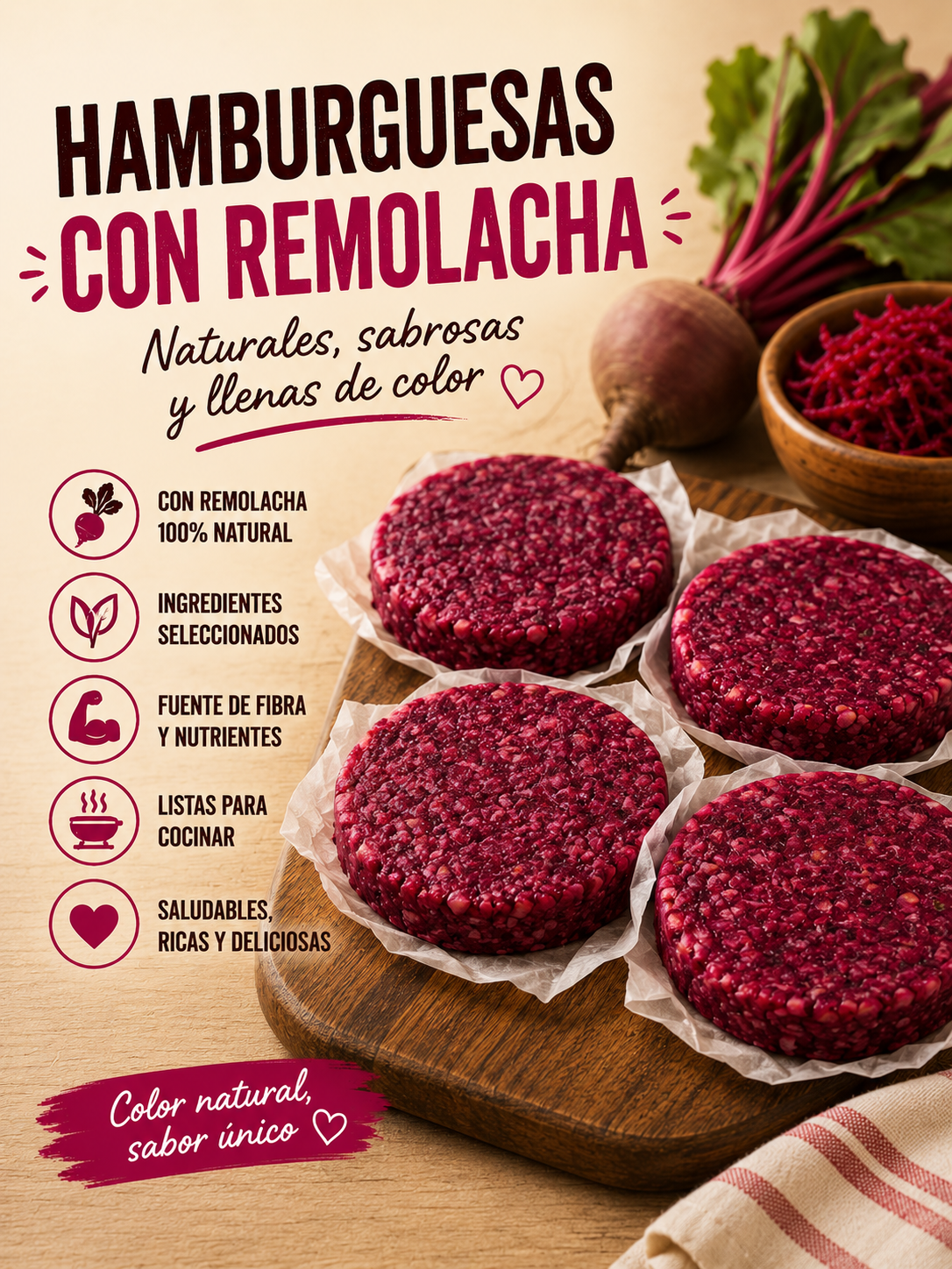 Hamburguesas de pollo con remolacha