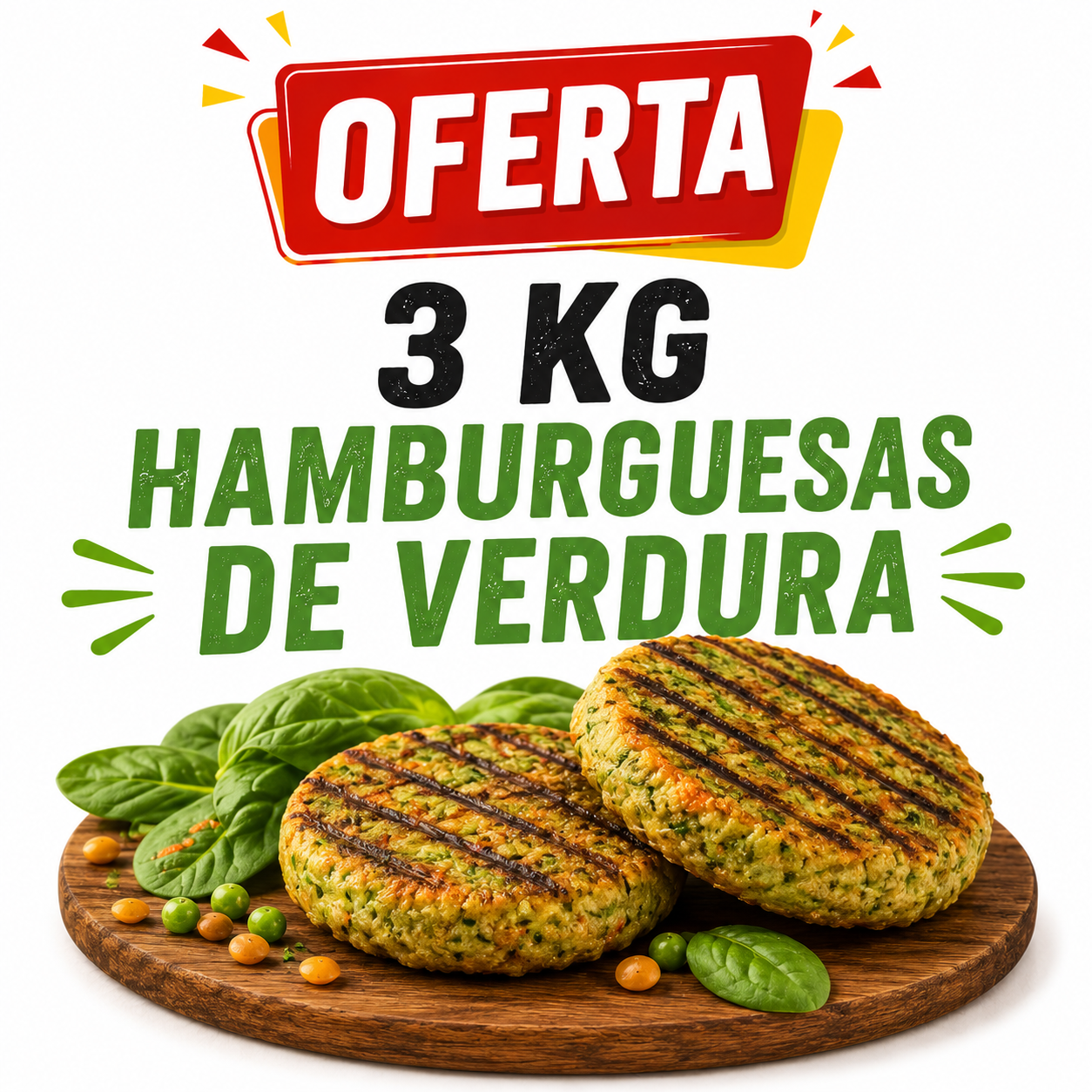 Oferta 3 kg Hamburguesas de verdura