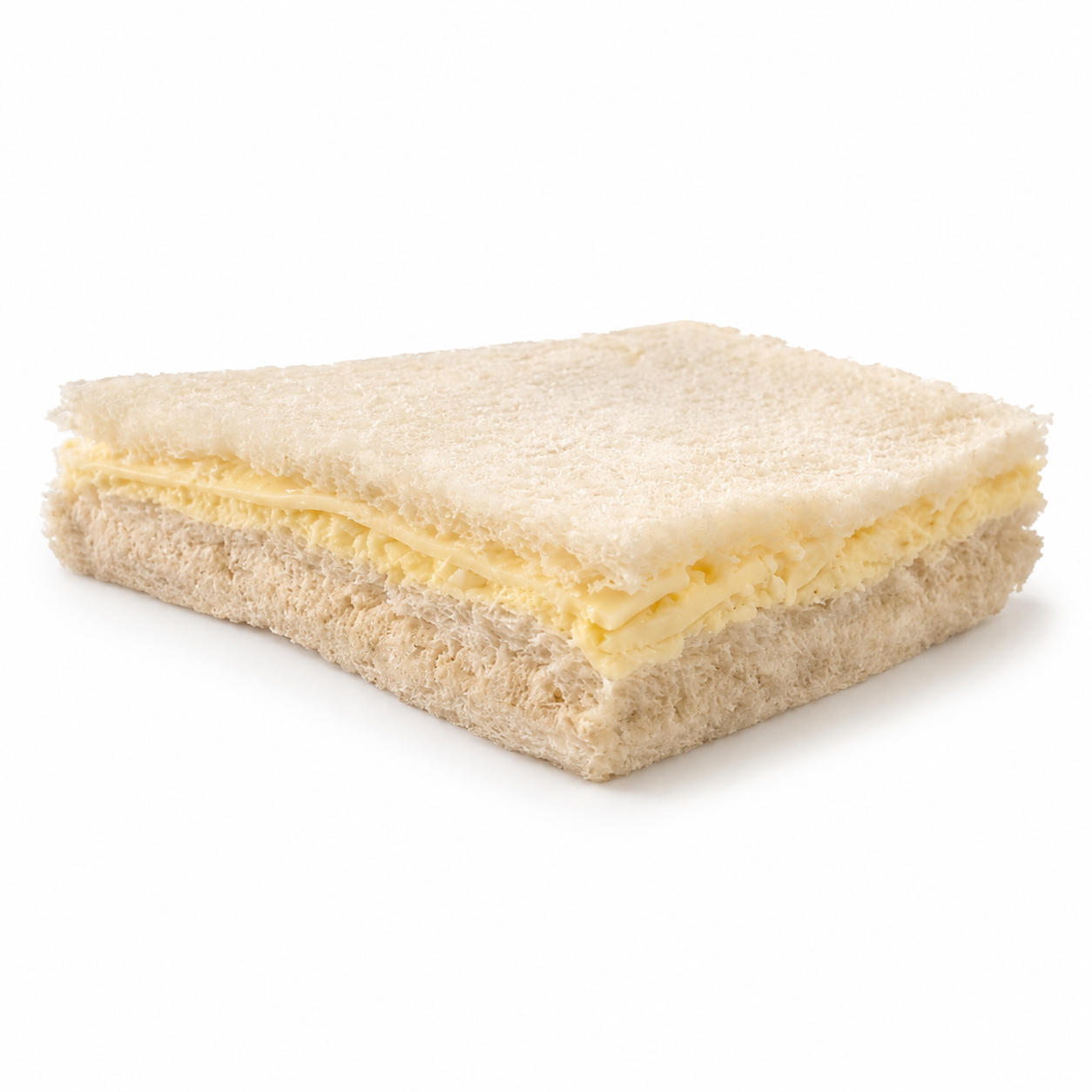 Sándwich de miga de pollo, queso y huevo
