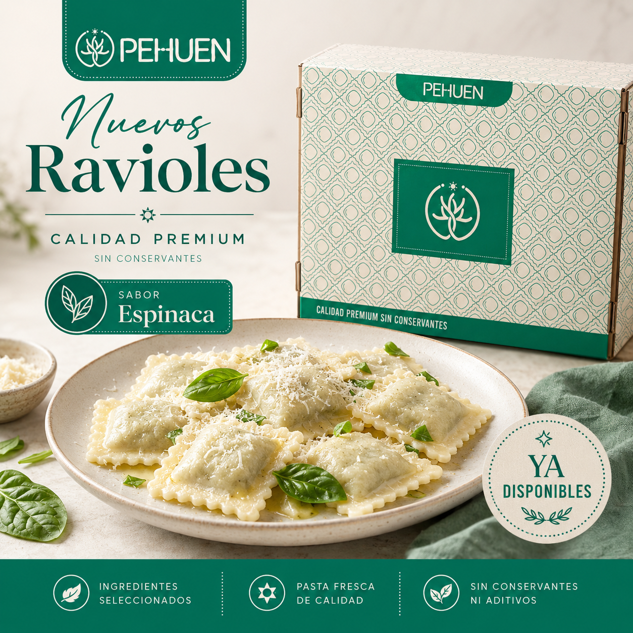 Ravioles de espinaca Pehuen x 96 unidades